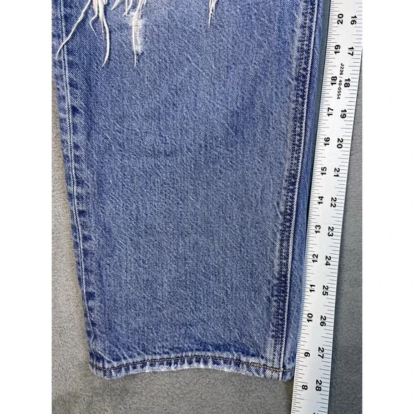 American Eagle Womens Jeans 8 Blue Ripped Denim Highest Rise 90s Boyfriend - Picture 5 of 9